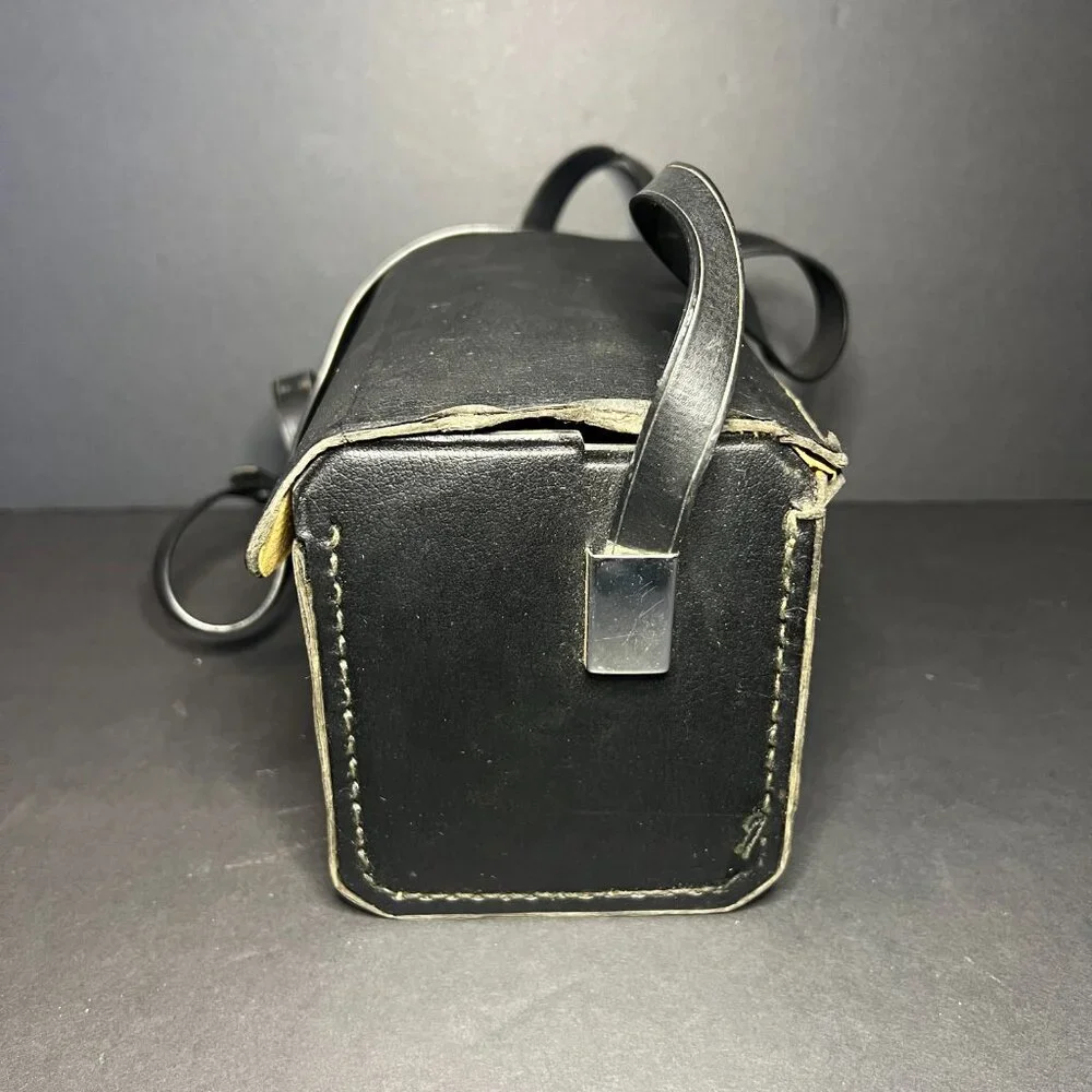 Vintage Minolta Autopak 800 Black Leather Hard Camera Case w/ Strap & Manual